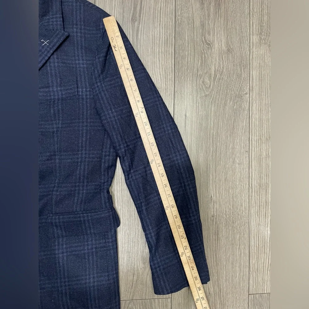 Eleventy Zegna Plaid Sport Coat Jacket Mens 44 Blue‎ Wool Blend Two Button